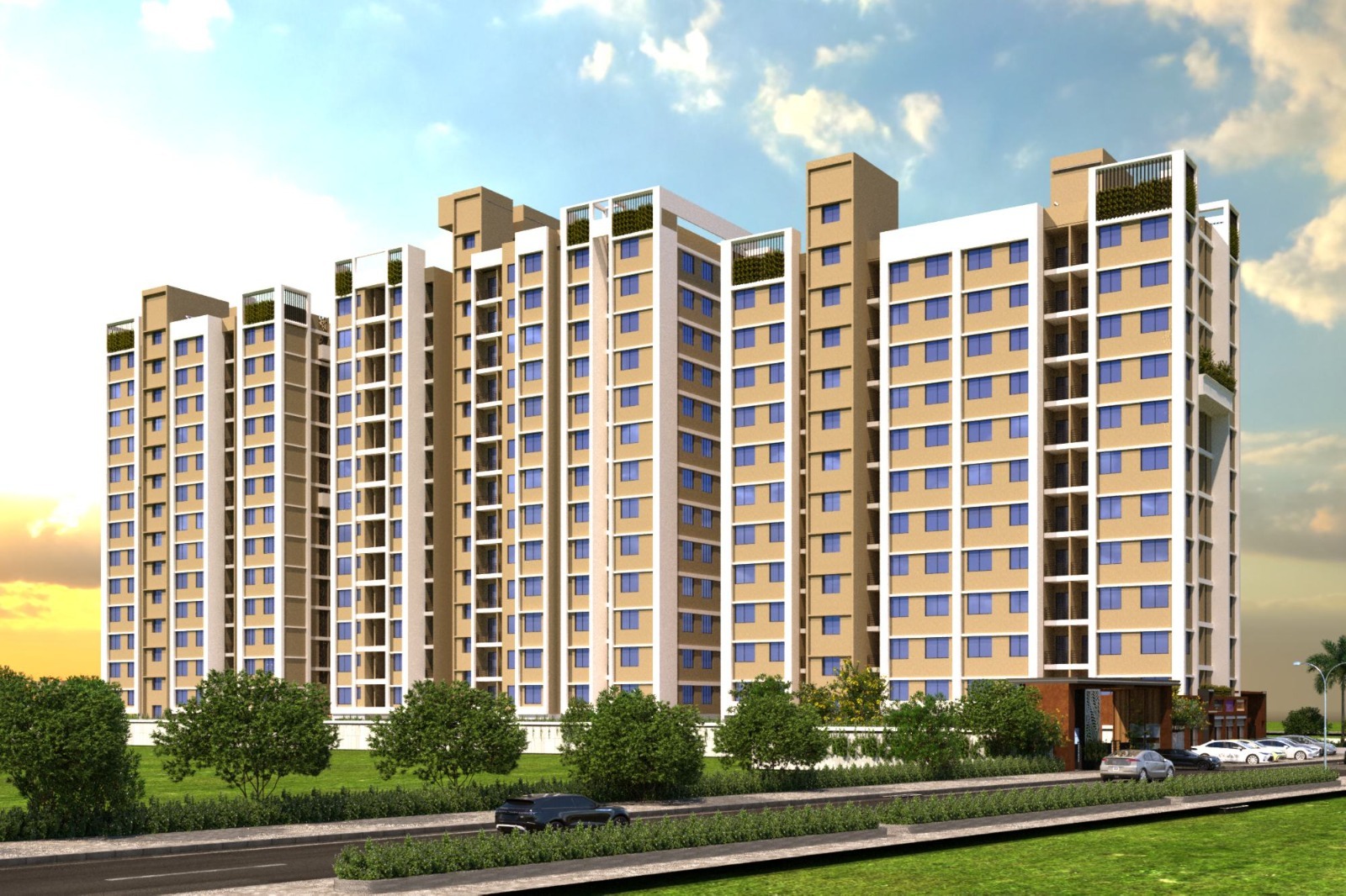 Opal Field residential towers aerial render